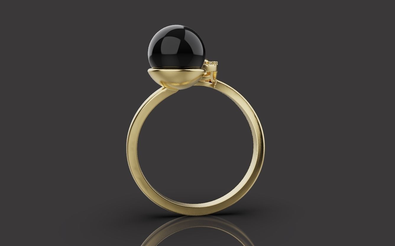 Ring With Pearl 0085 3D print model_17