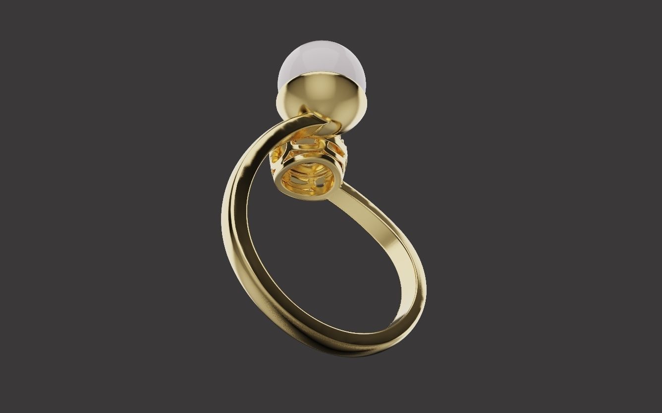 Ring With Pearl 0085 3D print model_2