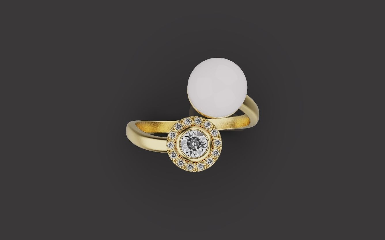 Ring With Pearl 0085 3D print model_14
