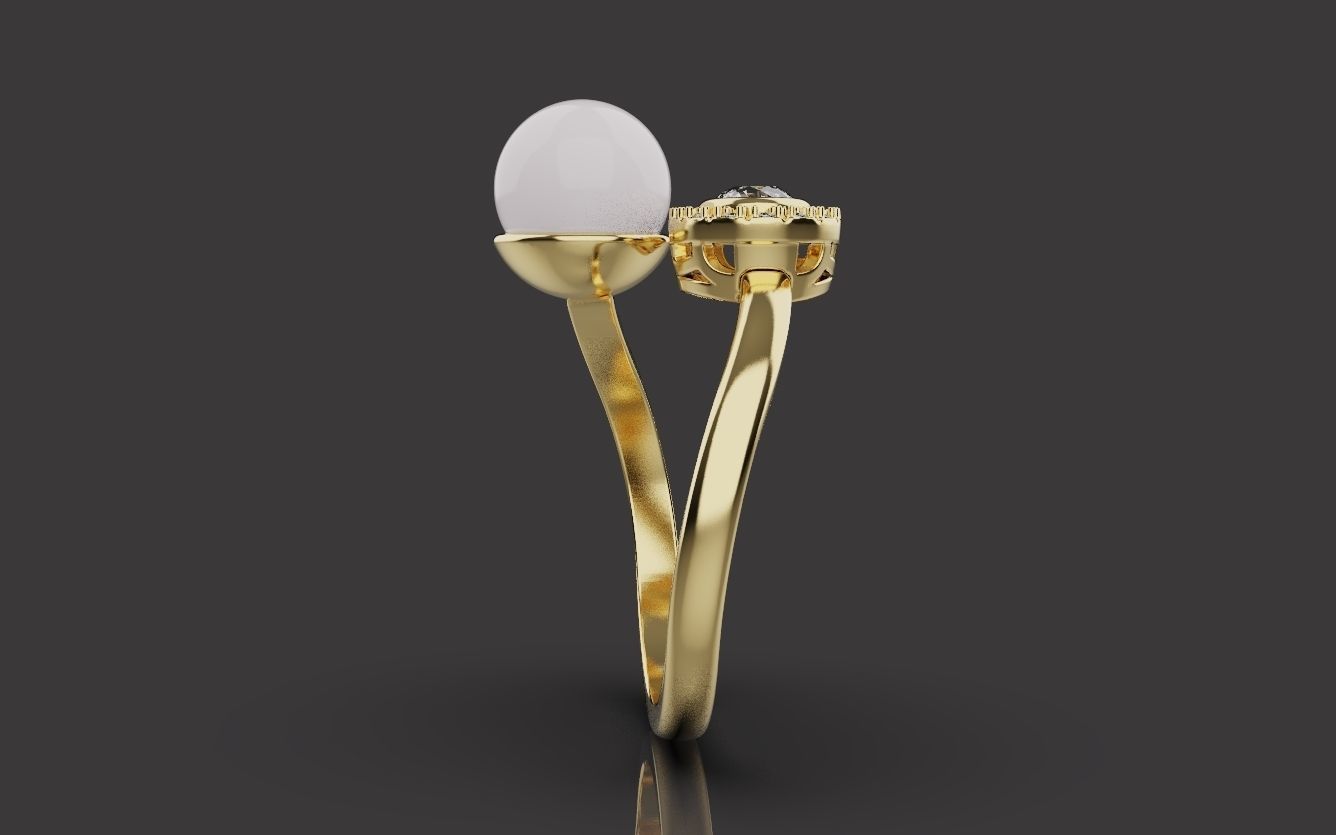 Ring With Pearl 0085 3D print model_23
