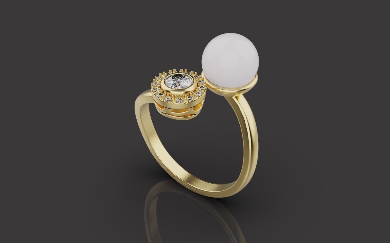 Ring With Pearl 0085 3D print model_16