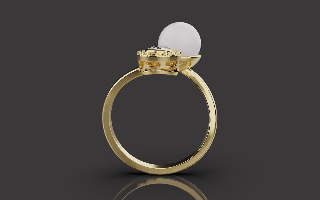 Ring With Pearl 0085 3D print model_21