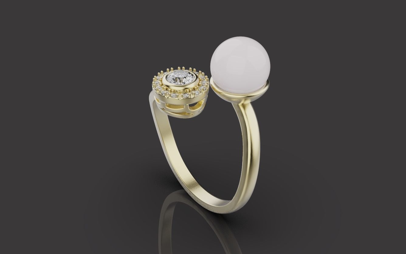 Ring With Pearl 0085 3D print model_4
