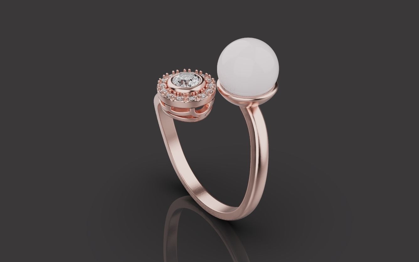 Ring With Pearl 0085 3D print model_5