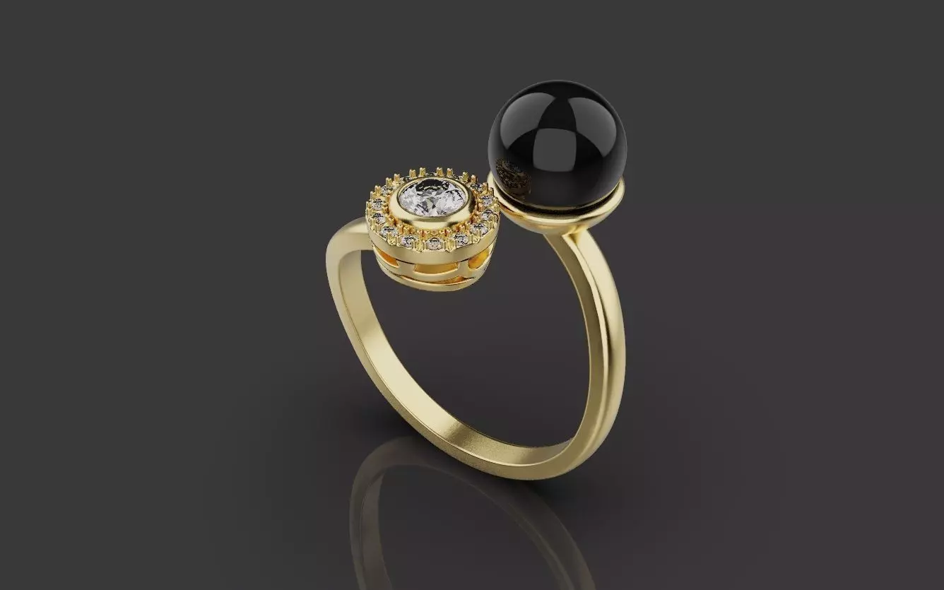 Ring With Pearl 0085 3D print model_0