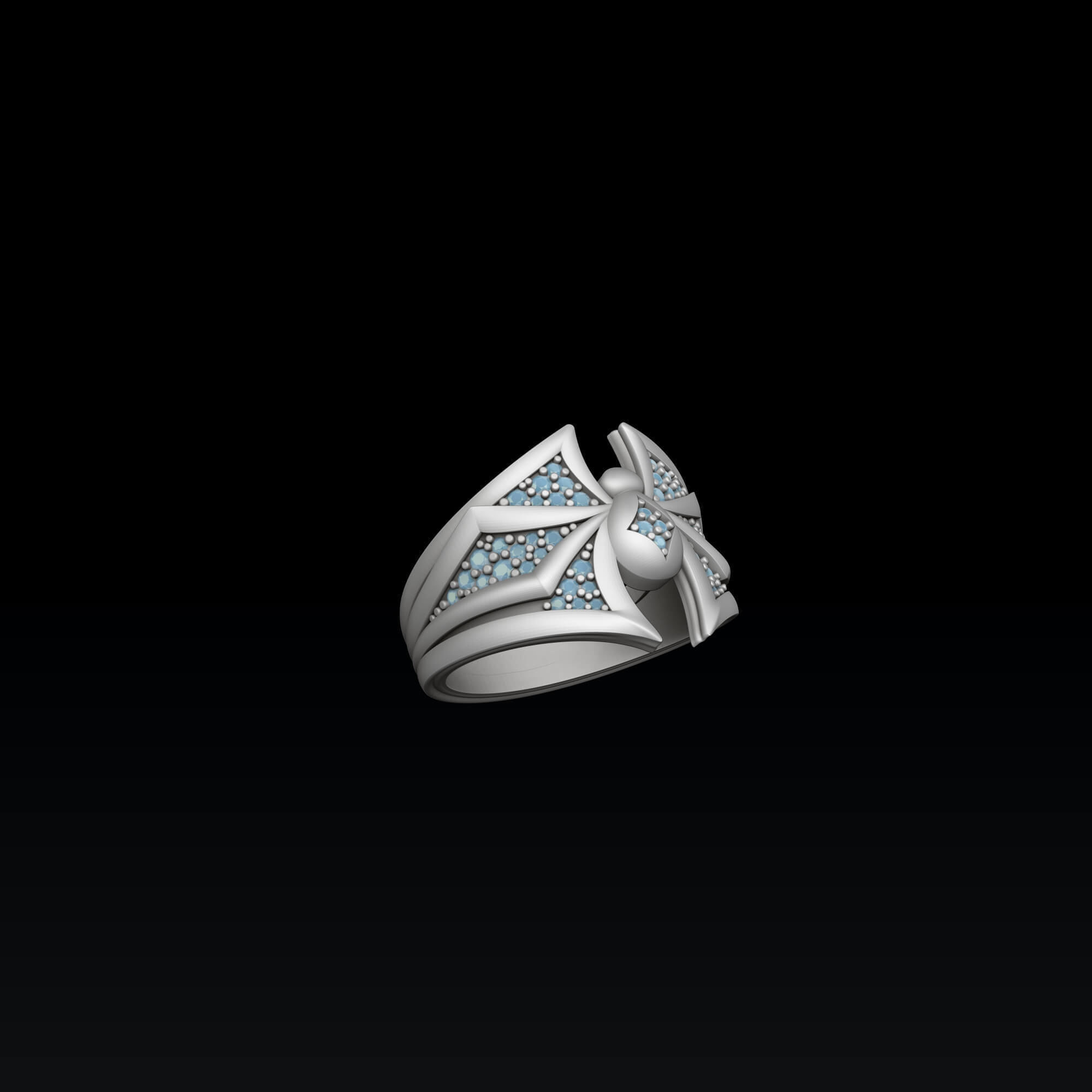 Minimalistic Spider Ring With Gems 3D print model_3