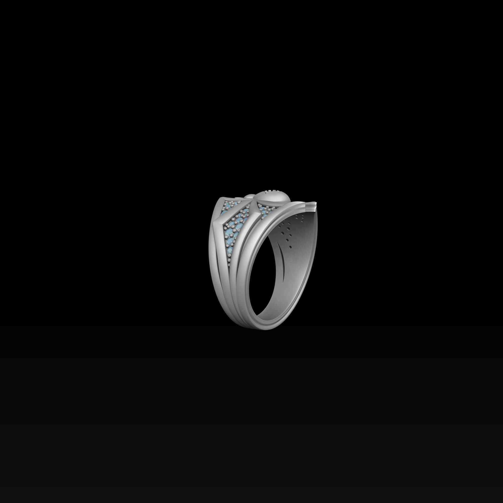 Minimalistic Spider Ring With Gems 3D print model_5