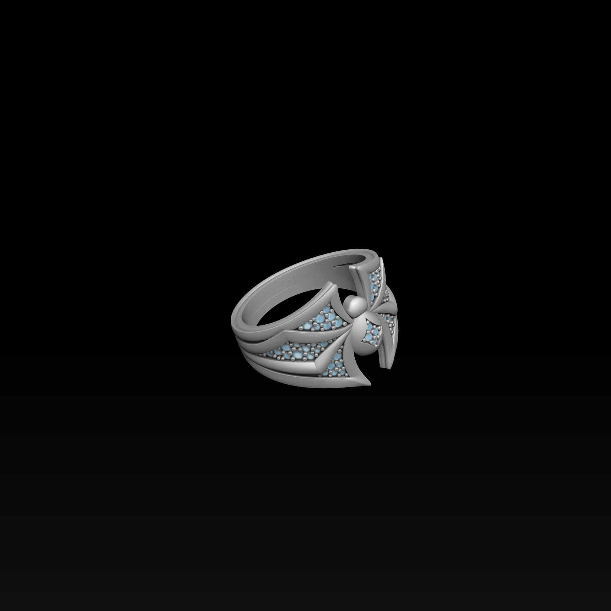 Minimalistic Spider Ring With Gems 3D print model_7