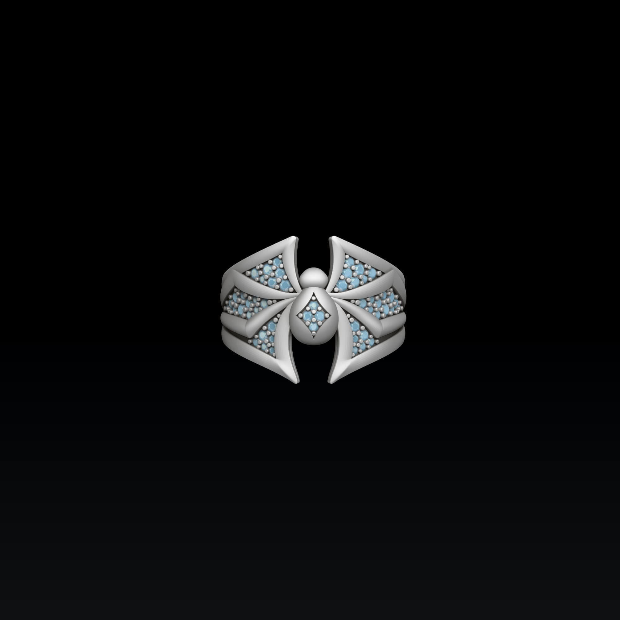 Minimalistic Spider Ring With Gems 3D print model_1