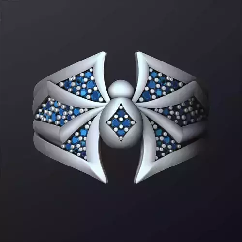 Minimalistic Spider Ring With Gems