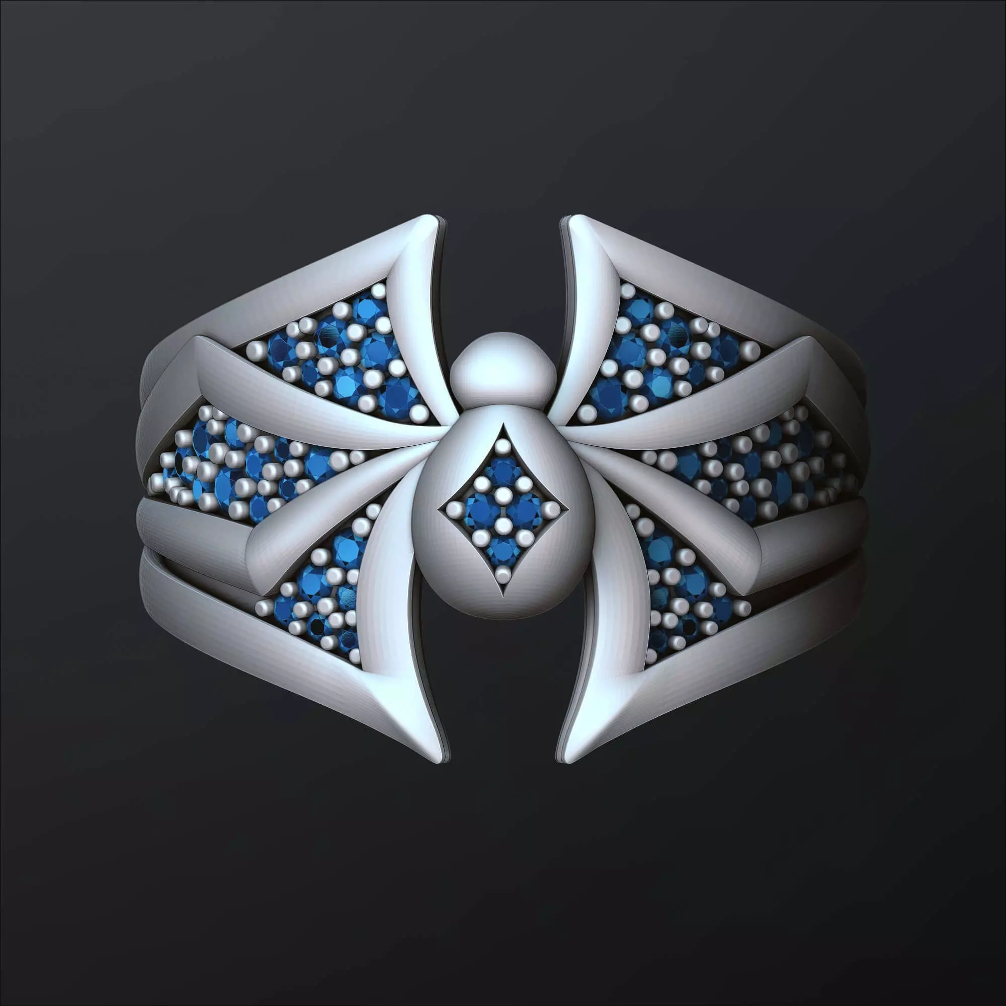 Minimalistic Spider Ring With Gems 3D print model_0