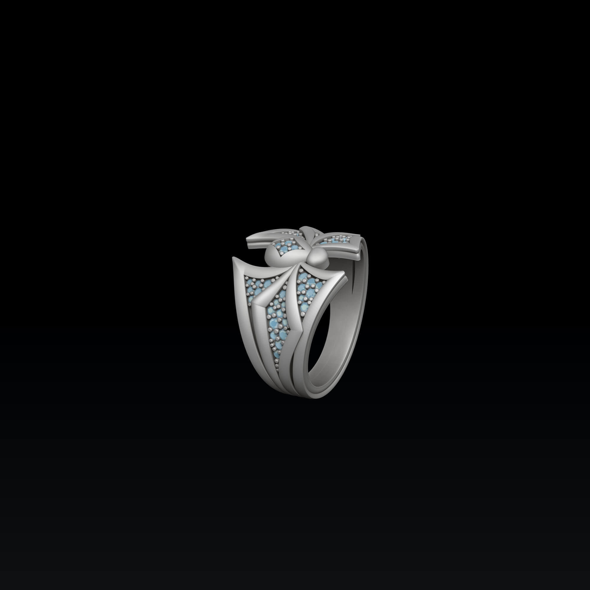 Minimalistic Spider Ring With Gems 3D print model_4