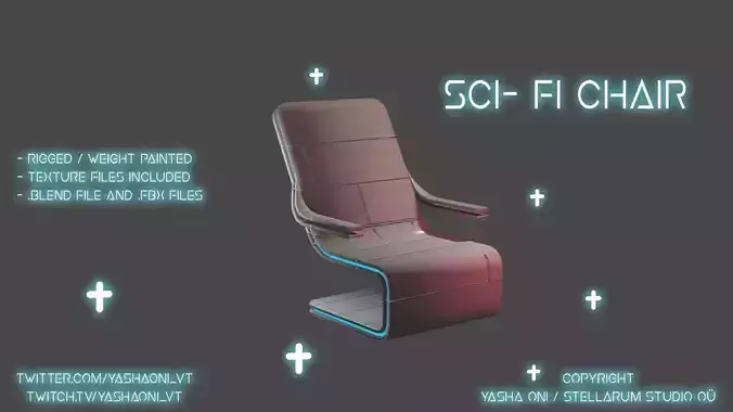 Sci-Fi Chair Low-poly 3D model