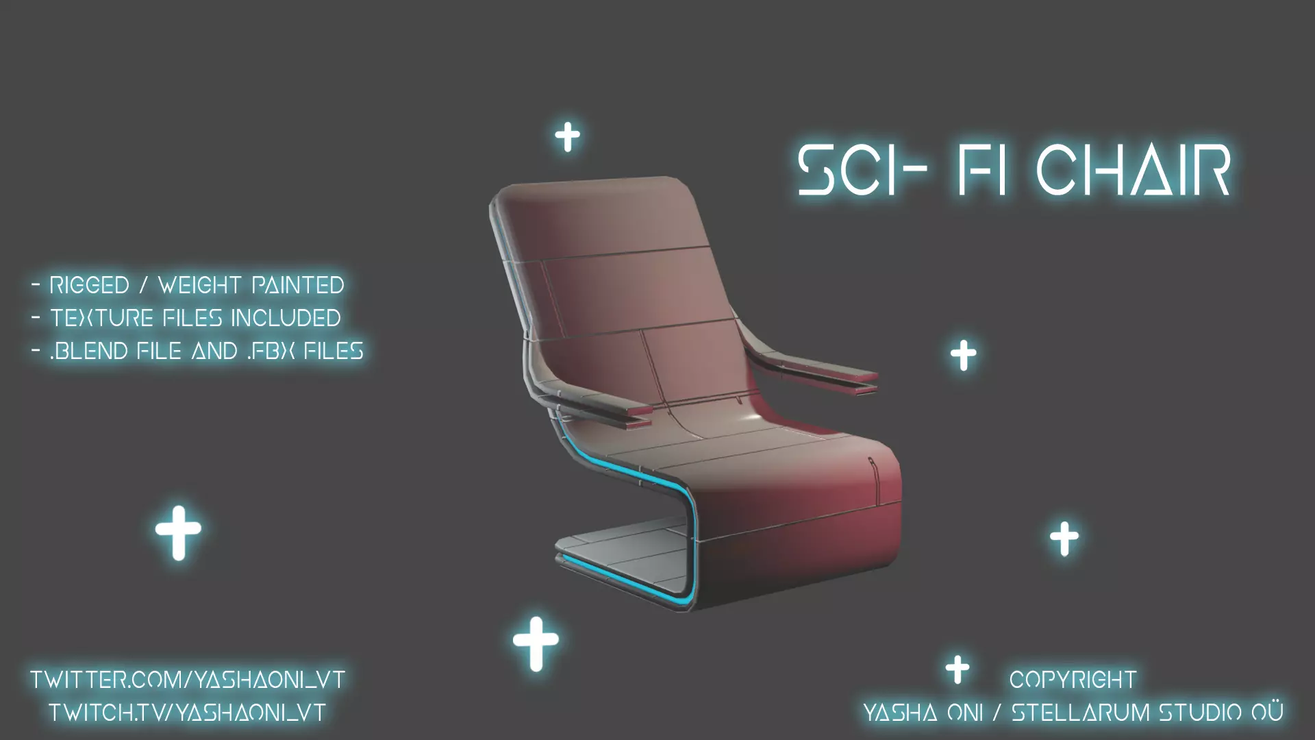 Sci-Fi Chair Low-poly 3D model_0