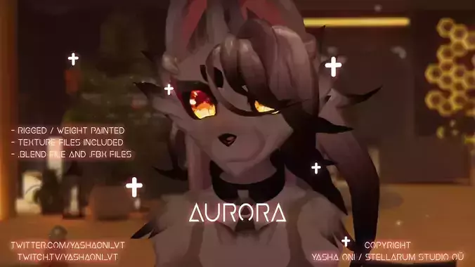 Aurora  VRChat READY  VTuber avatar Low-poly 3D model