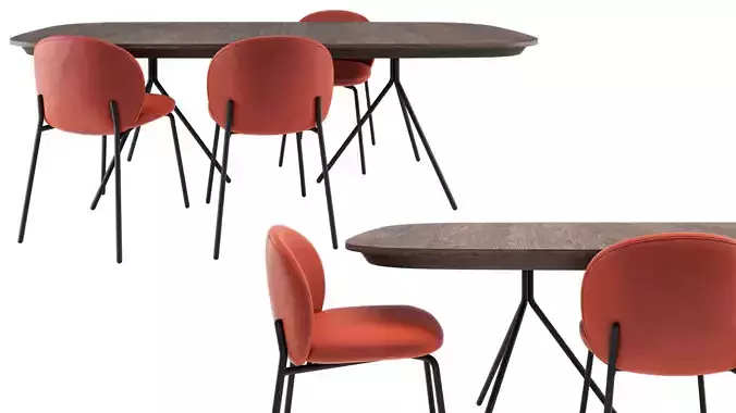 Ottawa dining table and Princeton chair 3D model