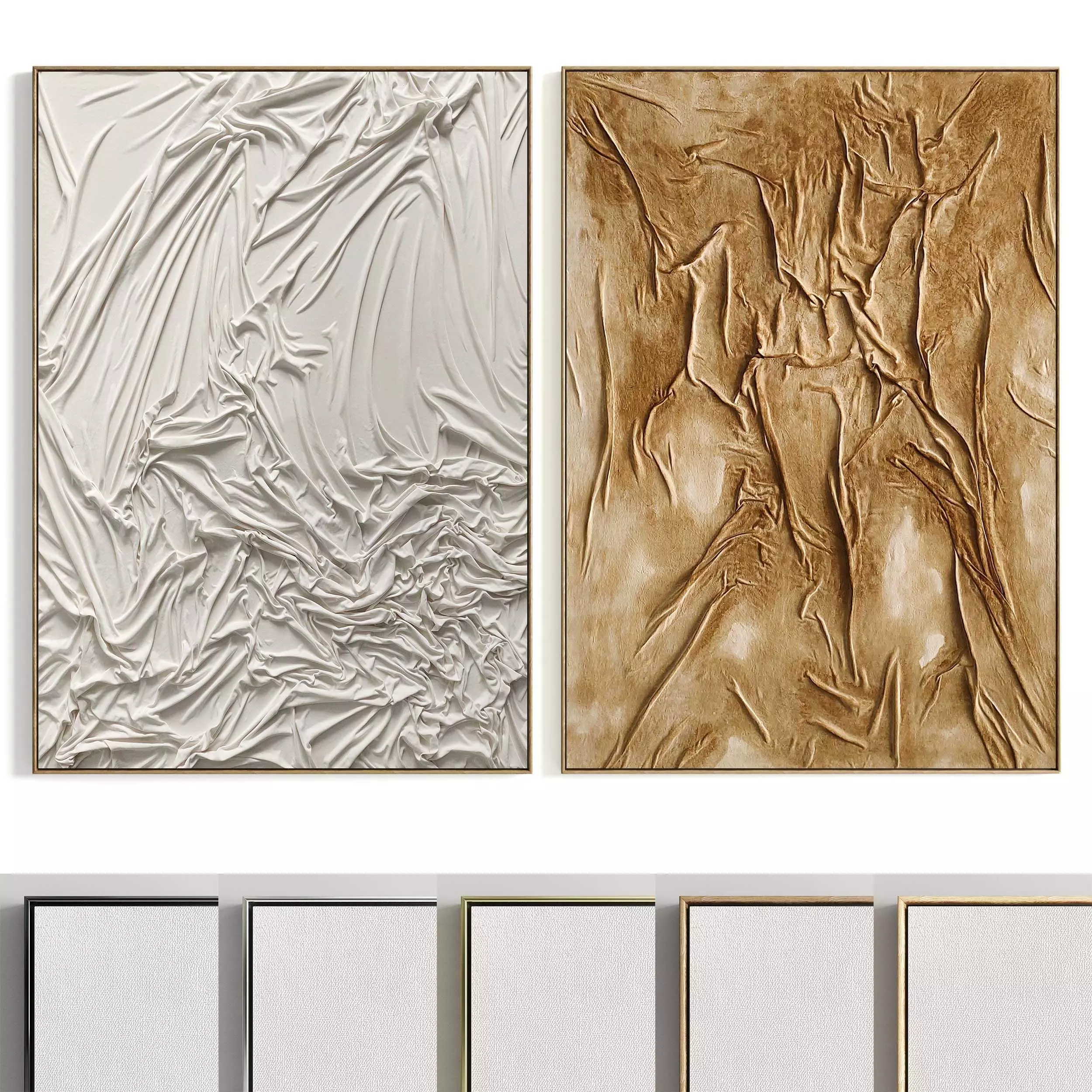 Plaster Two Photo Frame 350 Low-poly 3D model_0