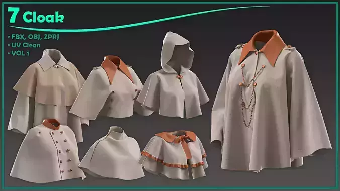 7 female cloak 3D model