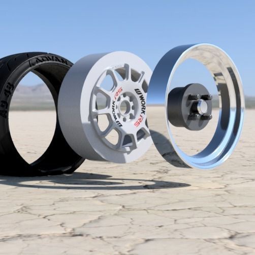 WORK EMOTION RS11 16 INCH RIMS WITH ADVAN TIRES FOR SCALE MODELS 3D print model_3