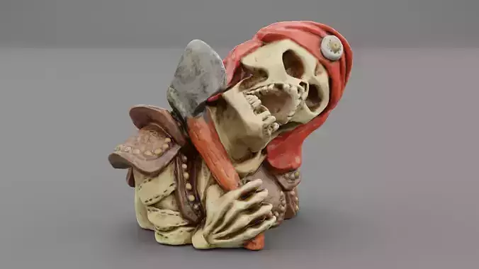 Skull with axe high-poly