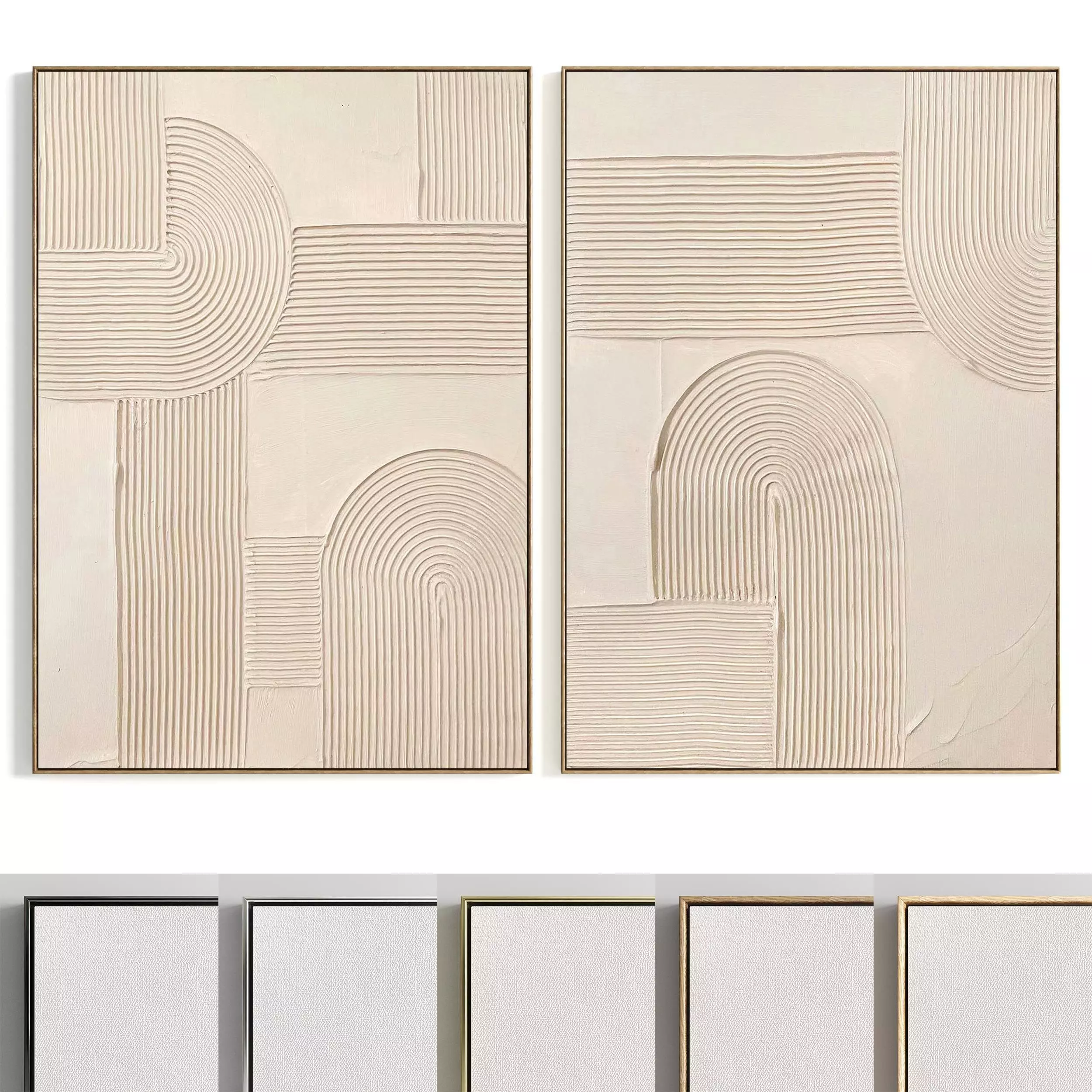 Plaster Two Photo Frame 355 Low-poly 3D model_0