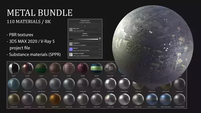 PBR Metal Bundle - 110 8K Seamless Textures