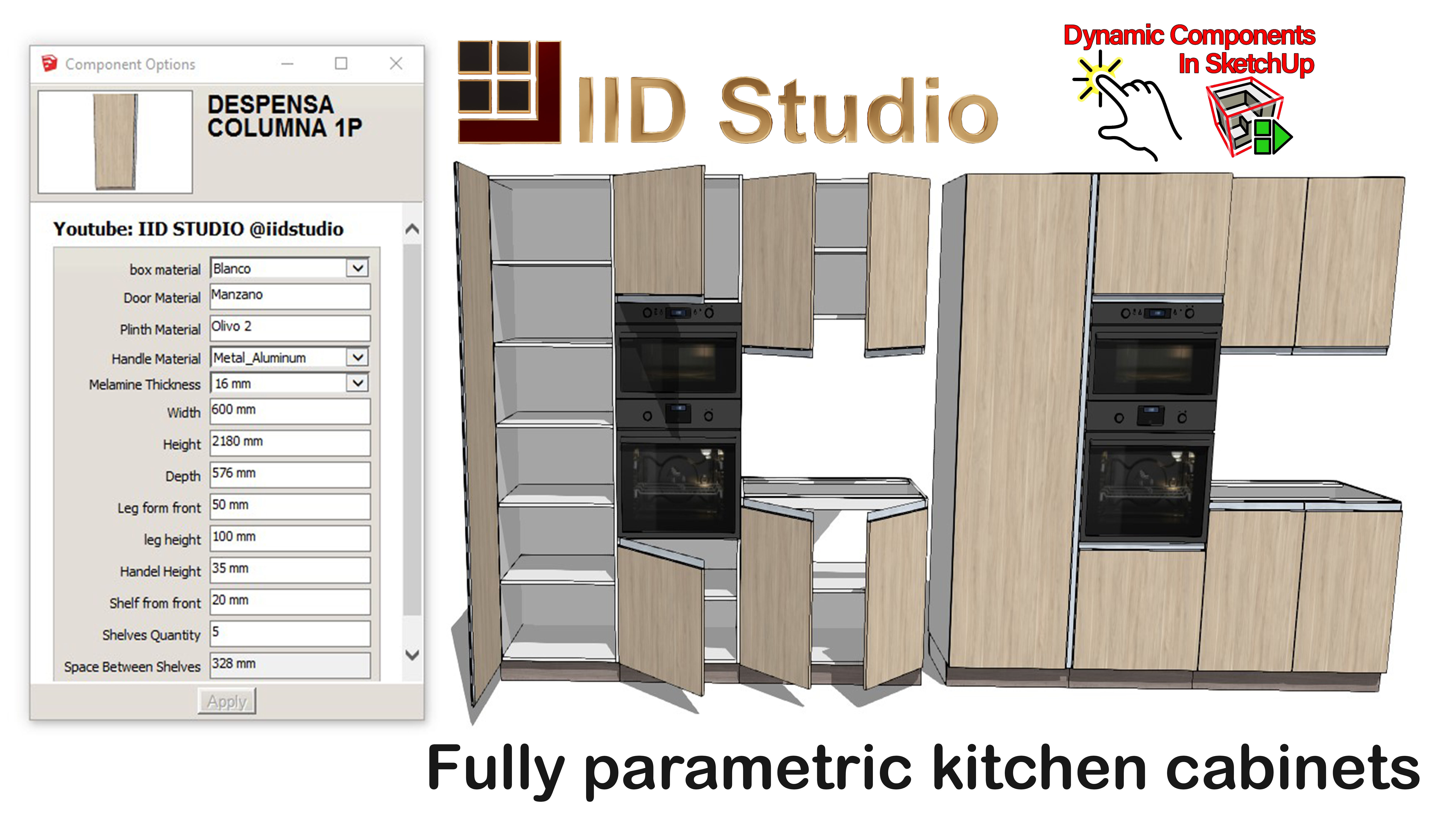 Kitchen fully parametric  Resizable manufacturable  0020 3D model_24