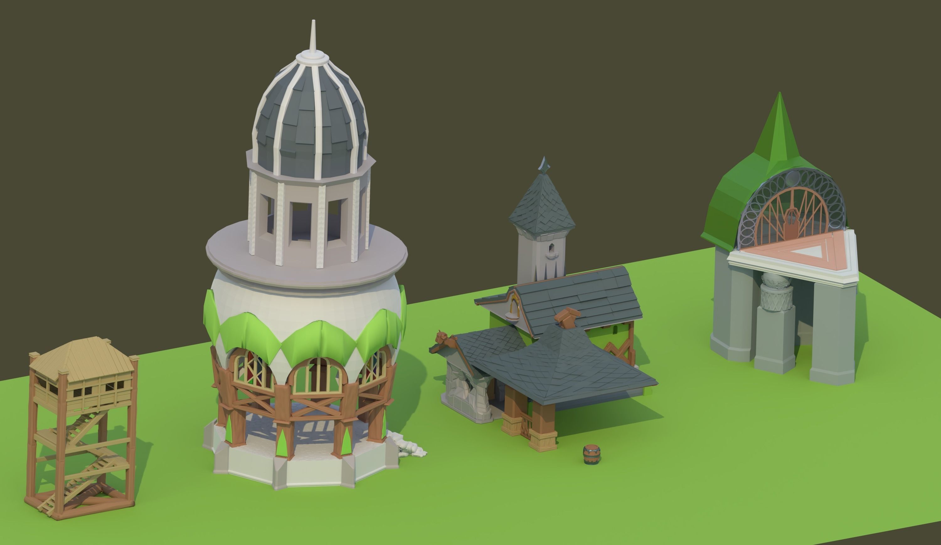Kitbash Fantasy Medieval Assets Middle-Poly 3D model_2