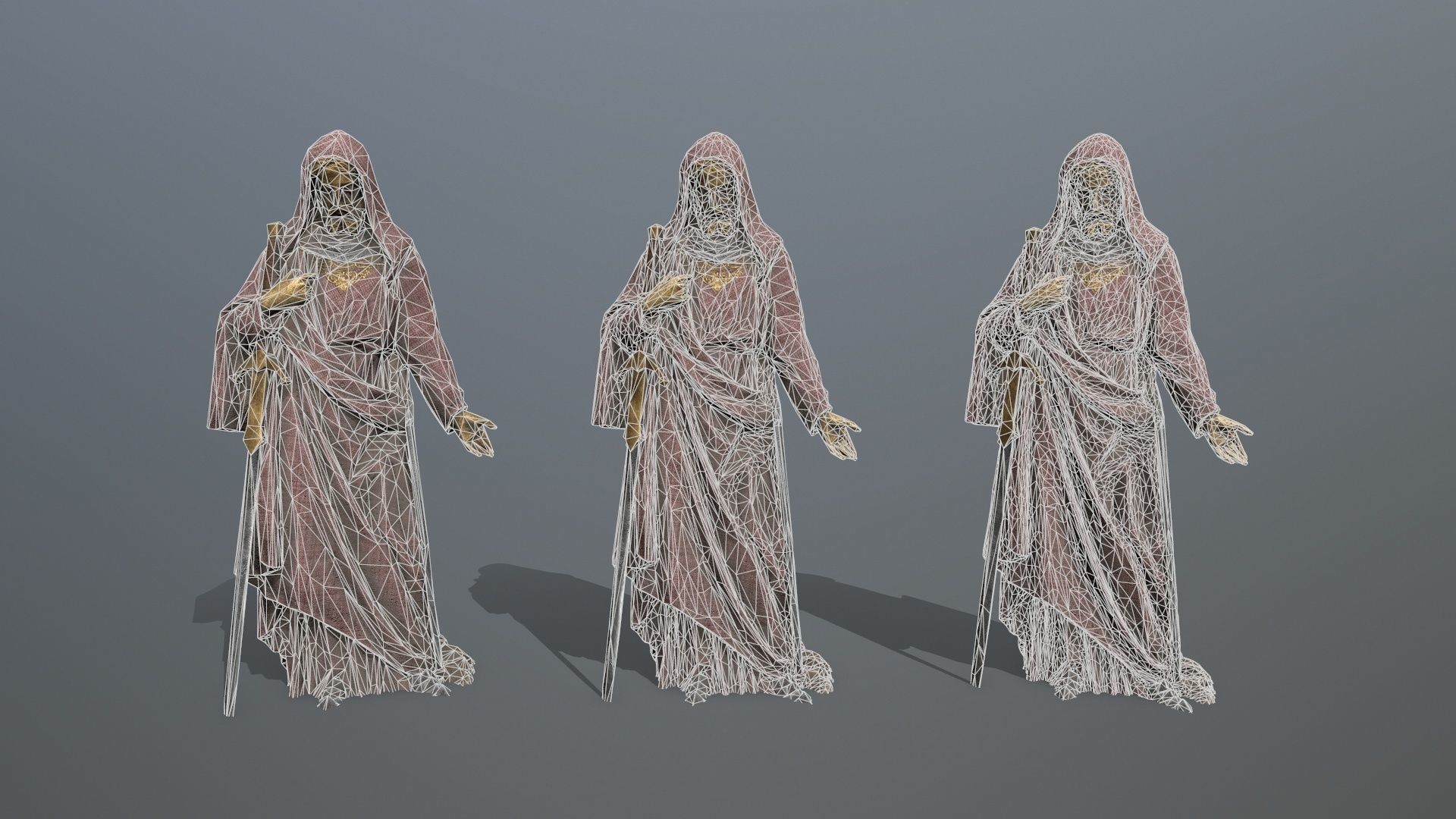 statue 3 Low-poly 3D model_10