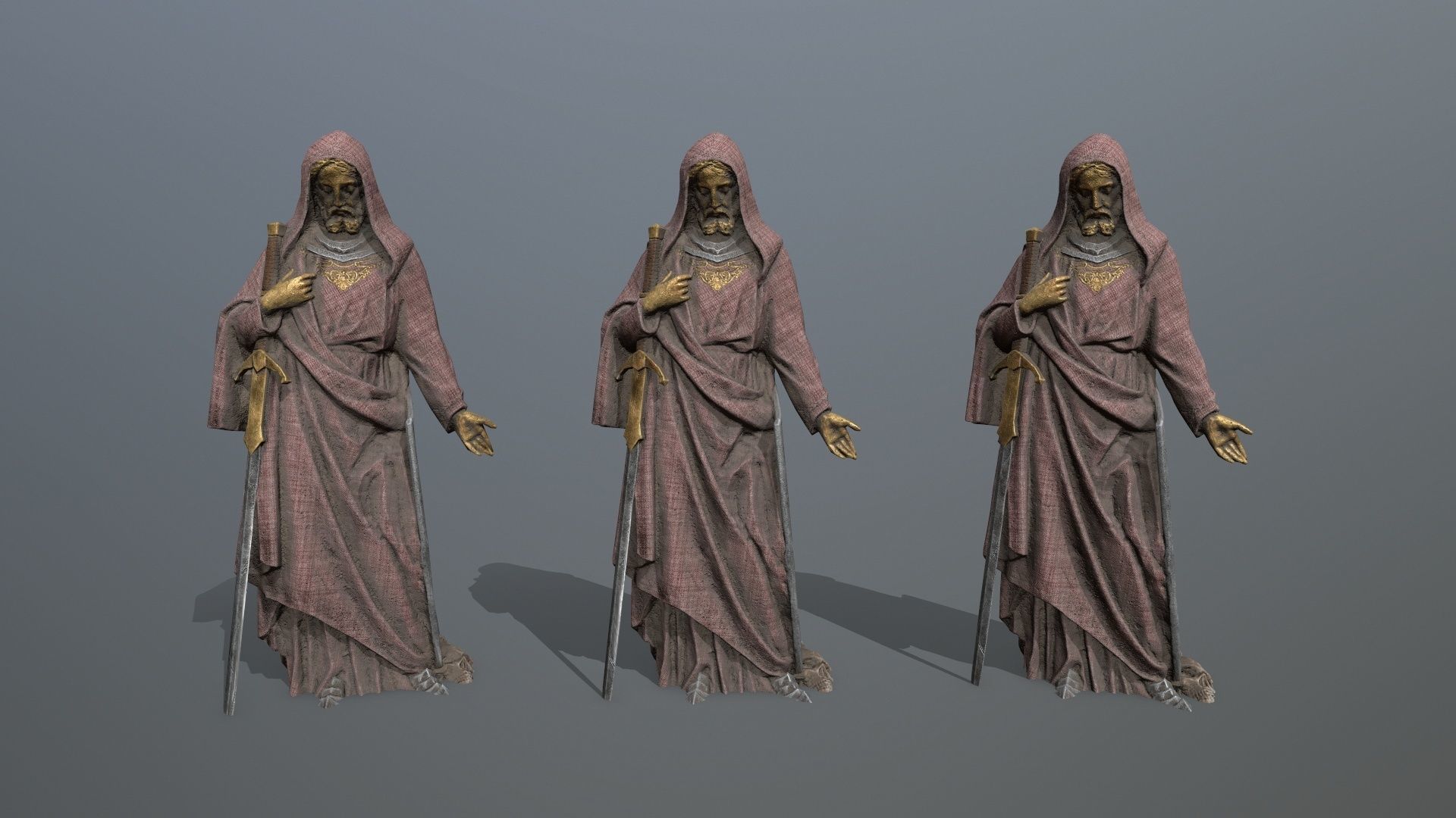 statue 3 Low-poly 3D model_9