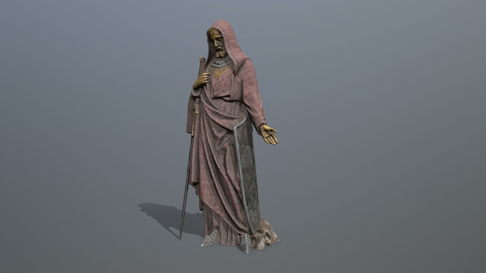 statue 3 Low-poly 3D model_8