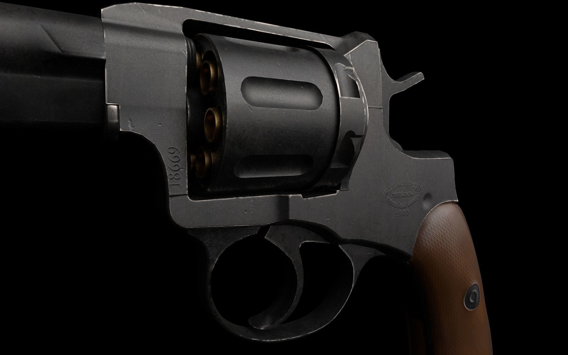Nagant M1895 Revolver Low-poly 3D model_12