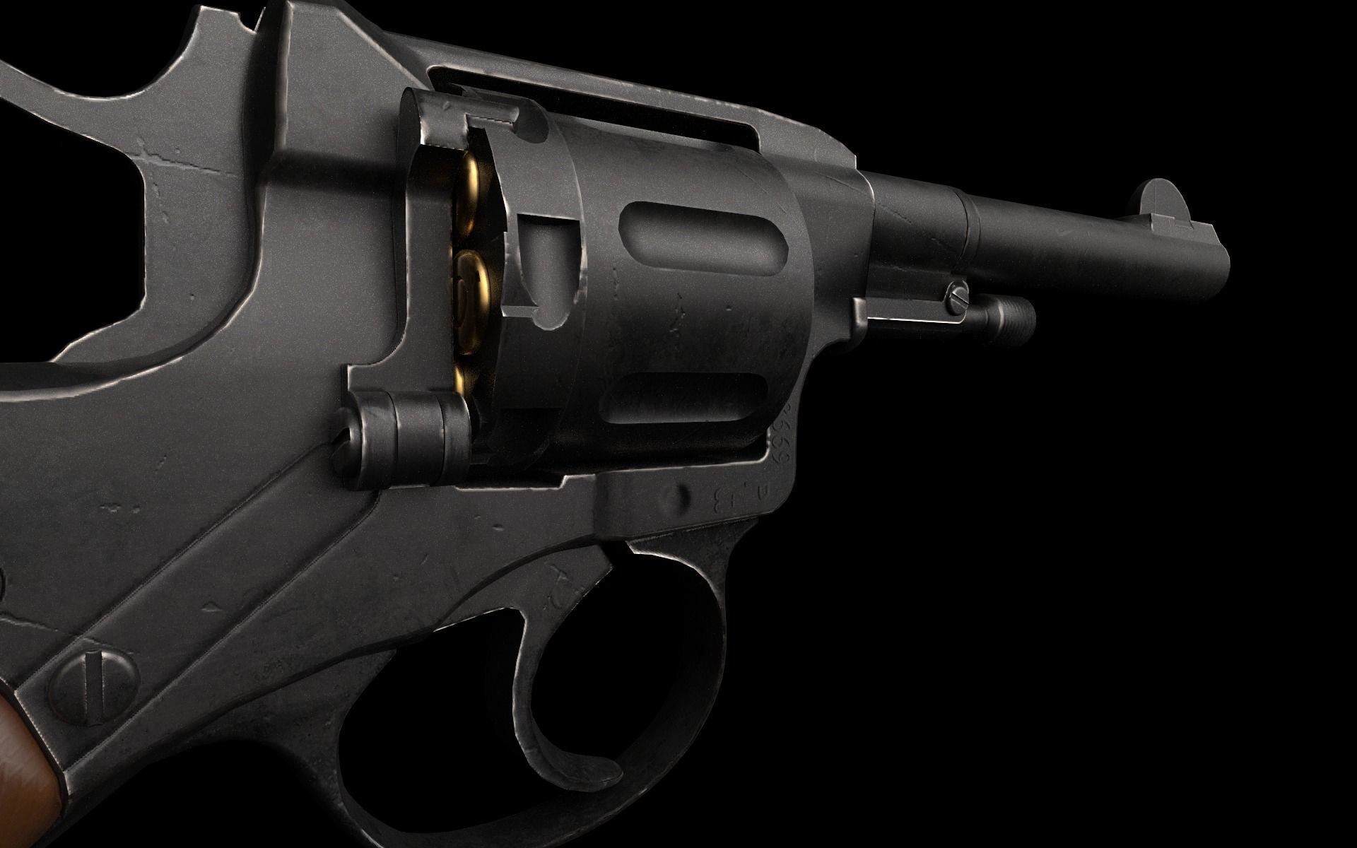Nagant M1895 Revolver Low-poly 3D model_14