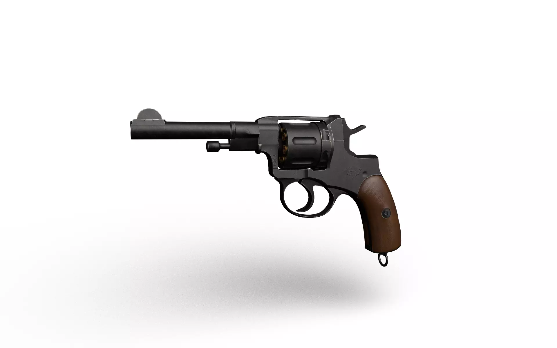 Nagant M1895 Revolver Low-poly 3D model_0