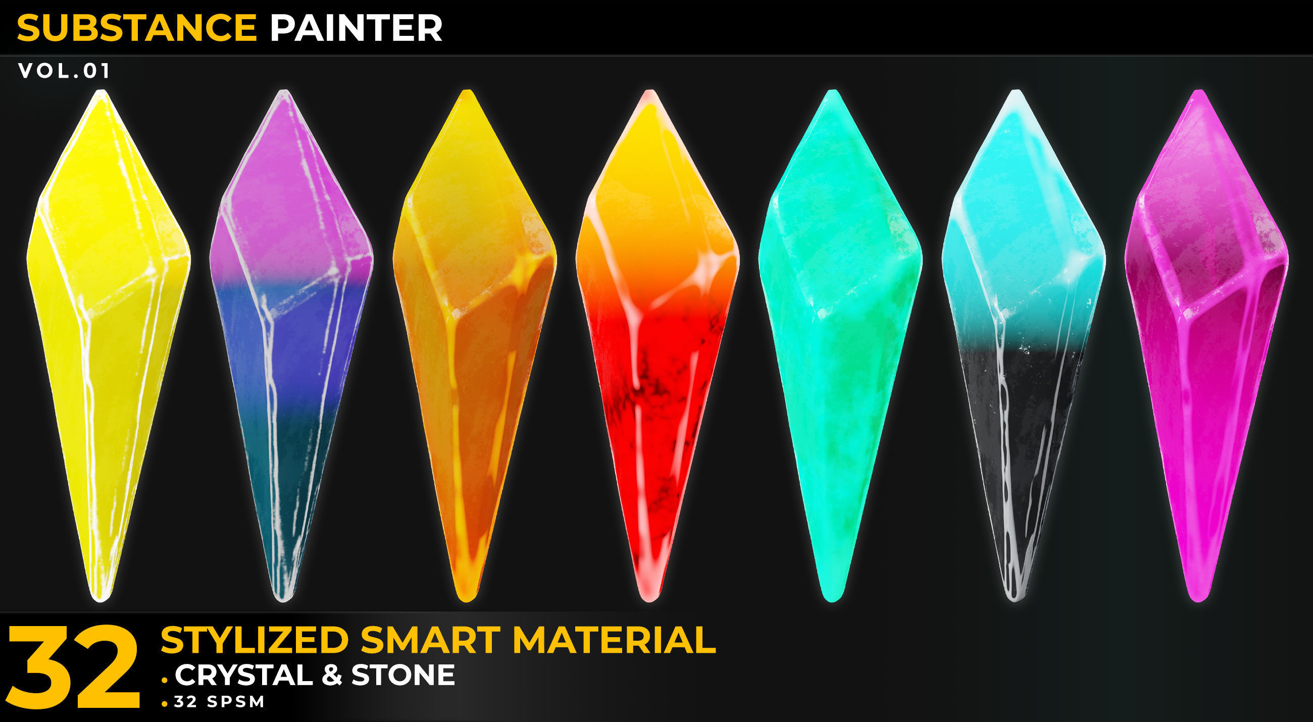 32 Stylized Smart Materials Stone Crystal gem Vol 01 Texture_2