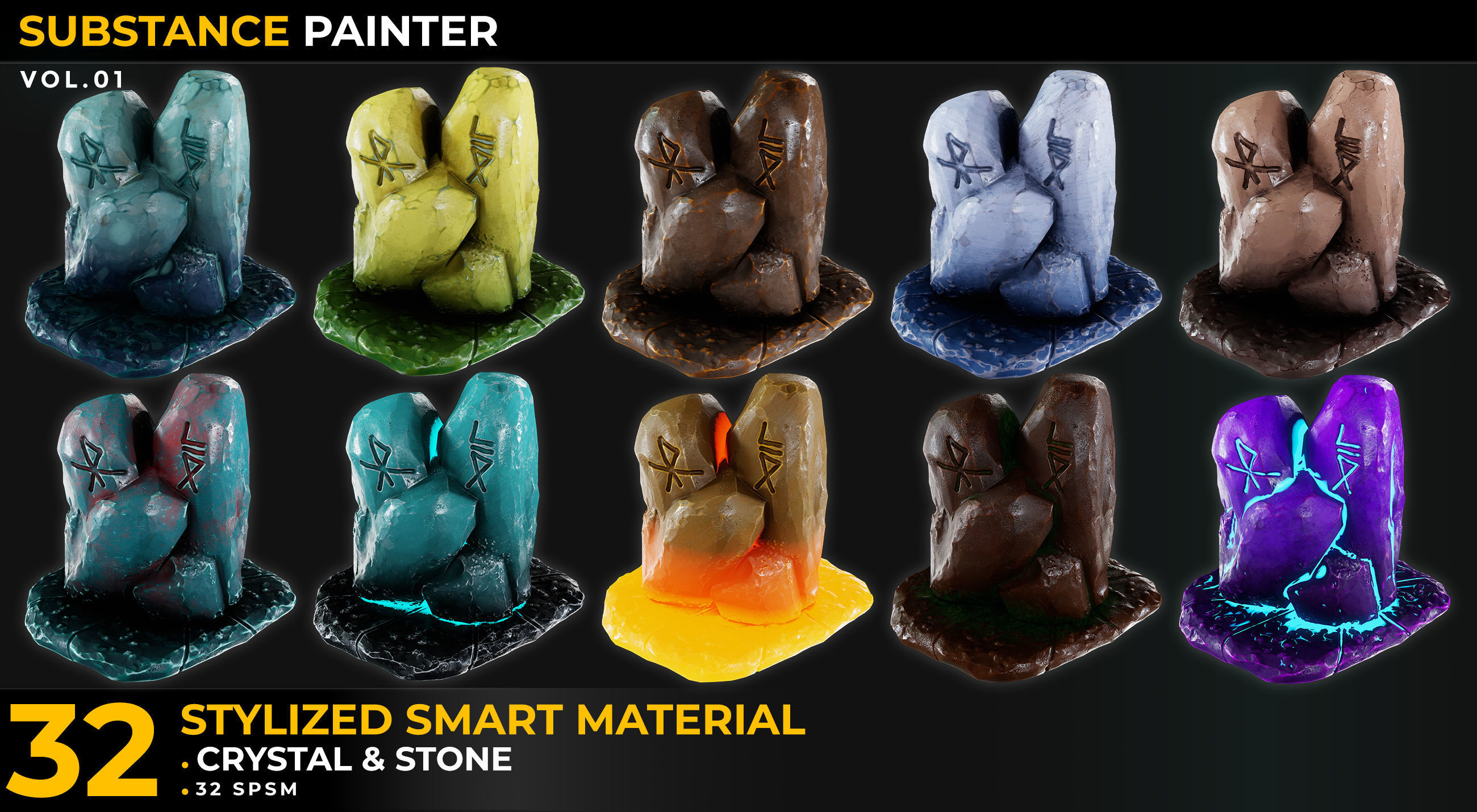 32 Stylized Smart Materials Stone Crystal gem Vol 01 Texture_4
