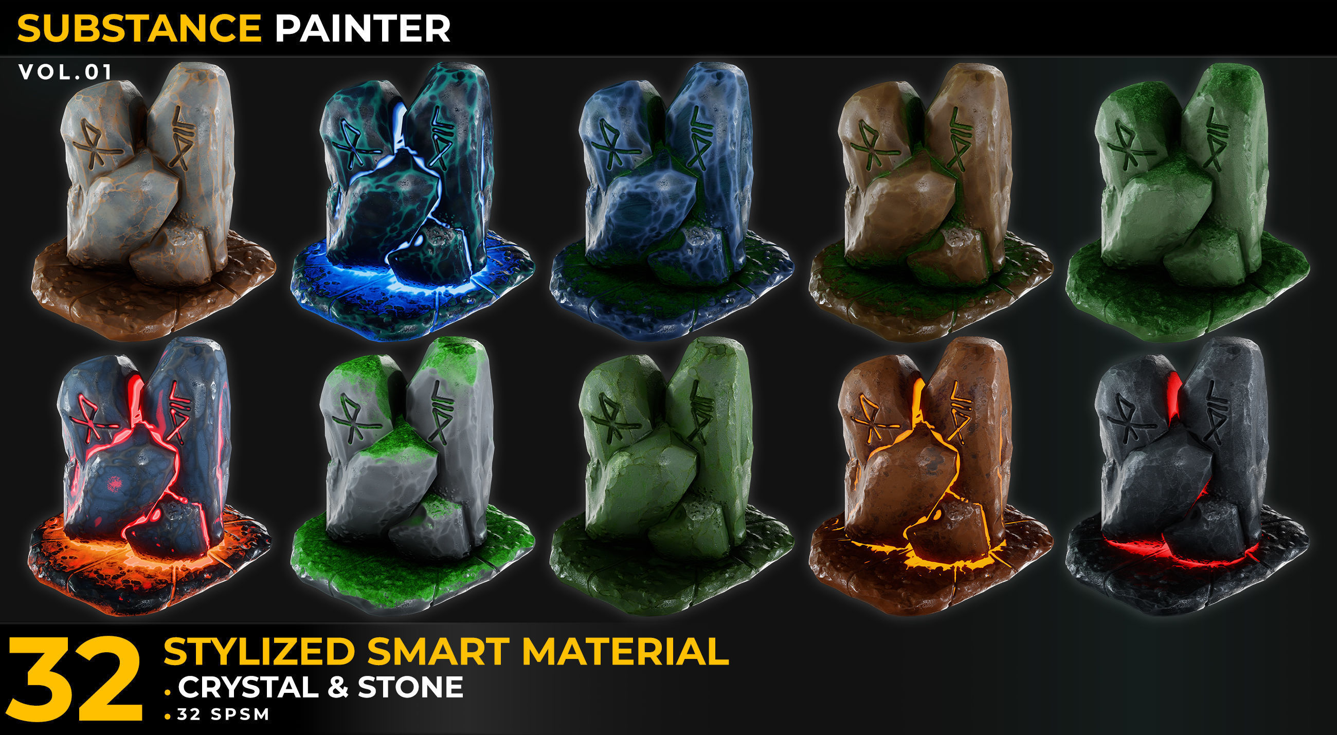 32 Stylized Smart Materials Stone Crystal gem Vol 01 Texture_3
