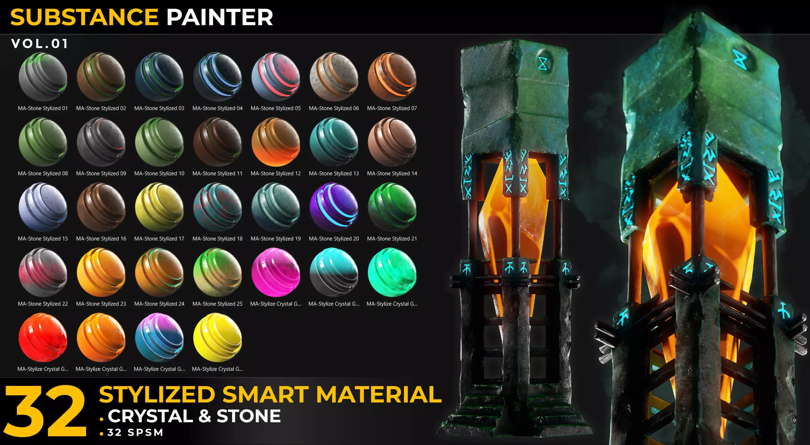 32 Stylized Smart Materials Stone Crystal gem Vol 01 Texture_0