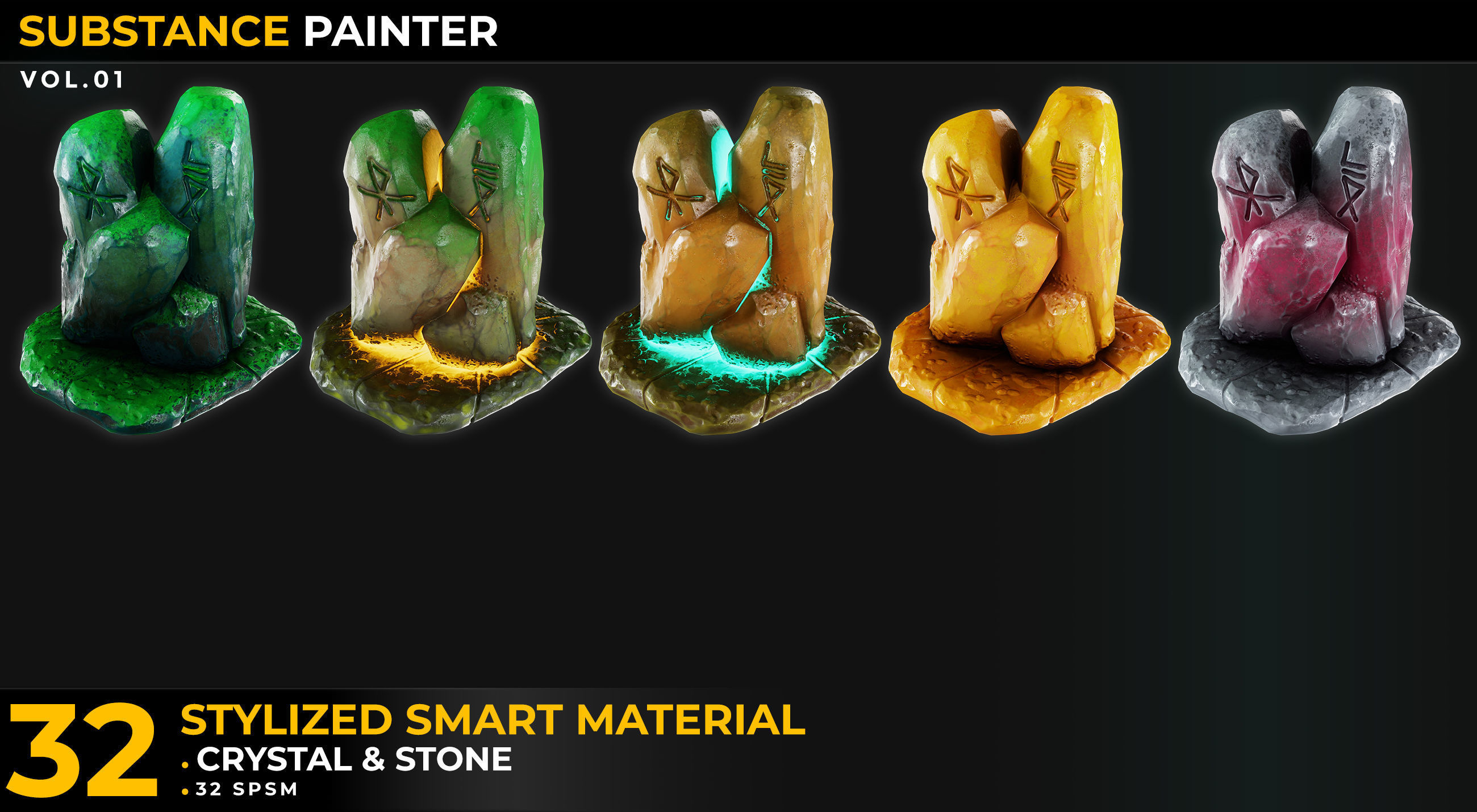 32 Stylized Smart Materials Stone Crystal gem Vol 01 Texture_5