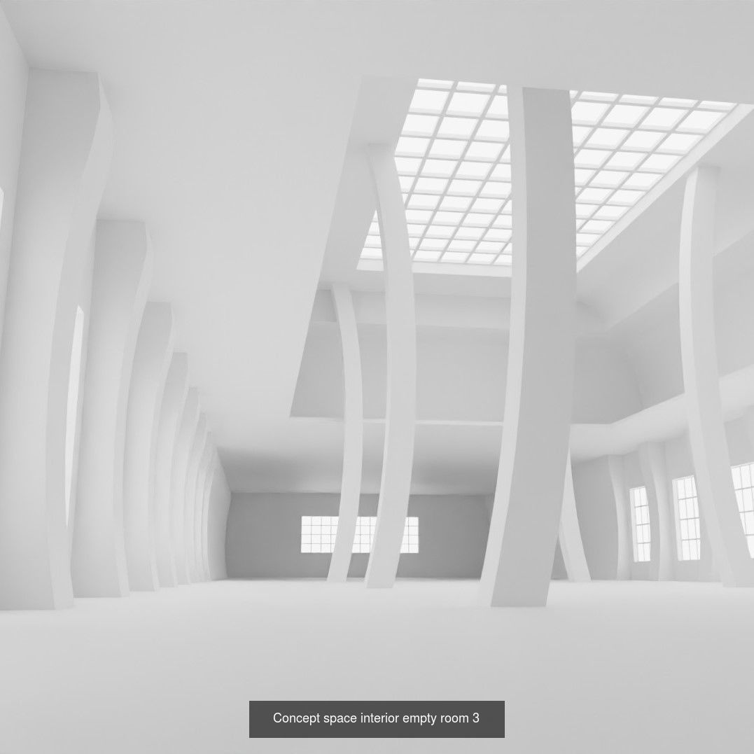 Concept space interior empty rooms 3D Model Collection_3
