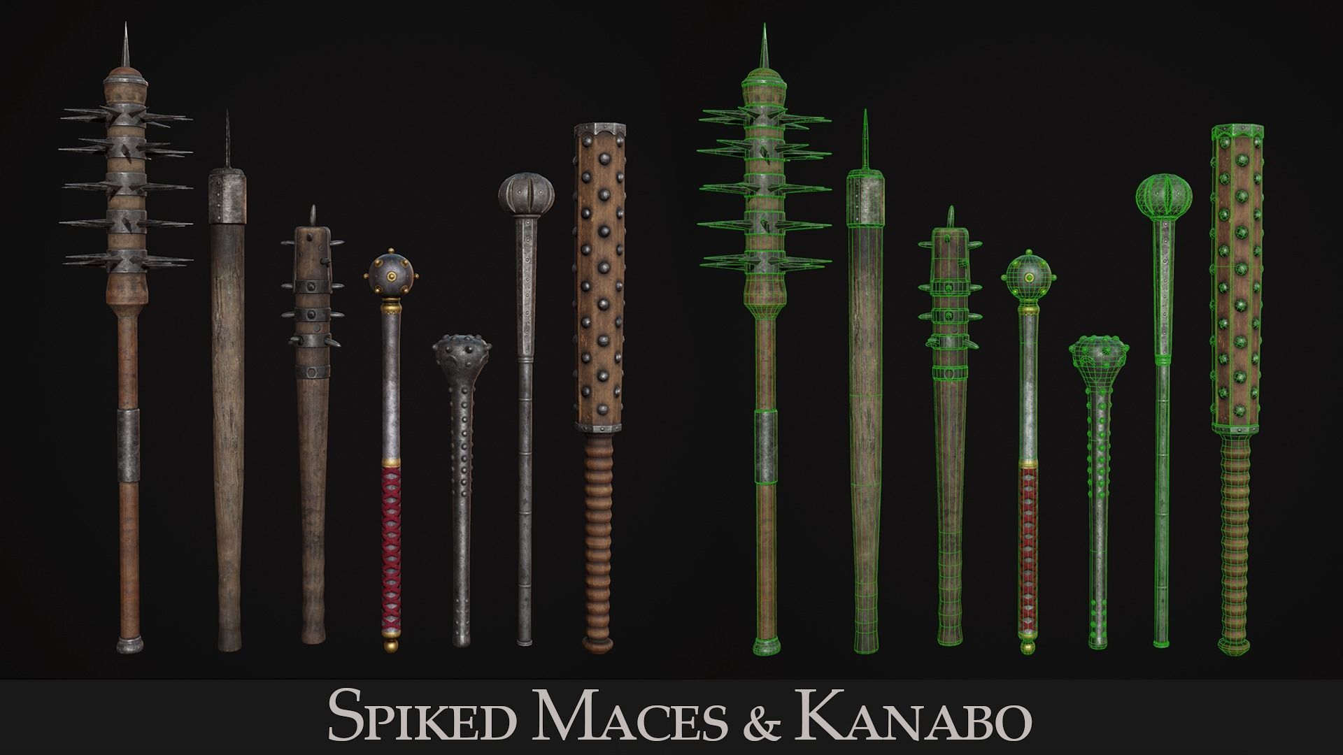 Medieval Weapon - Maces Low-poly 3D model_4
