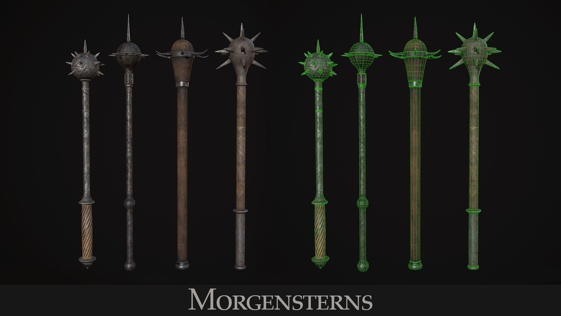 Medieval Weapon - Maces Low-poly 3D model_6