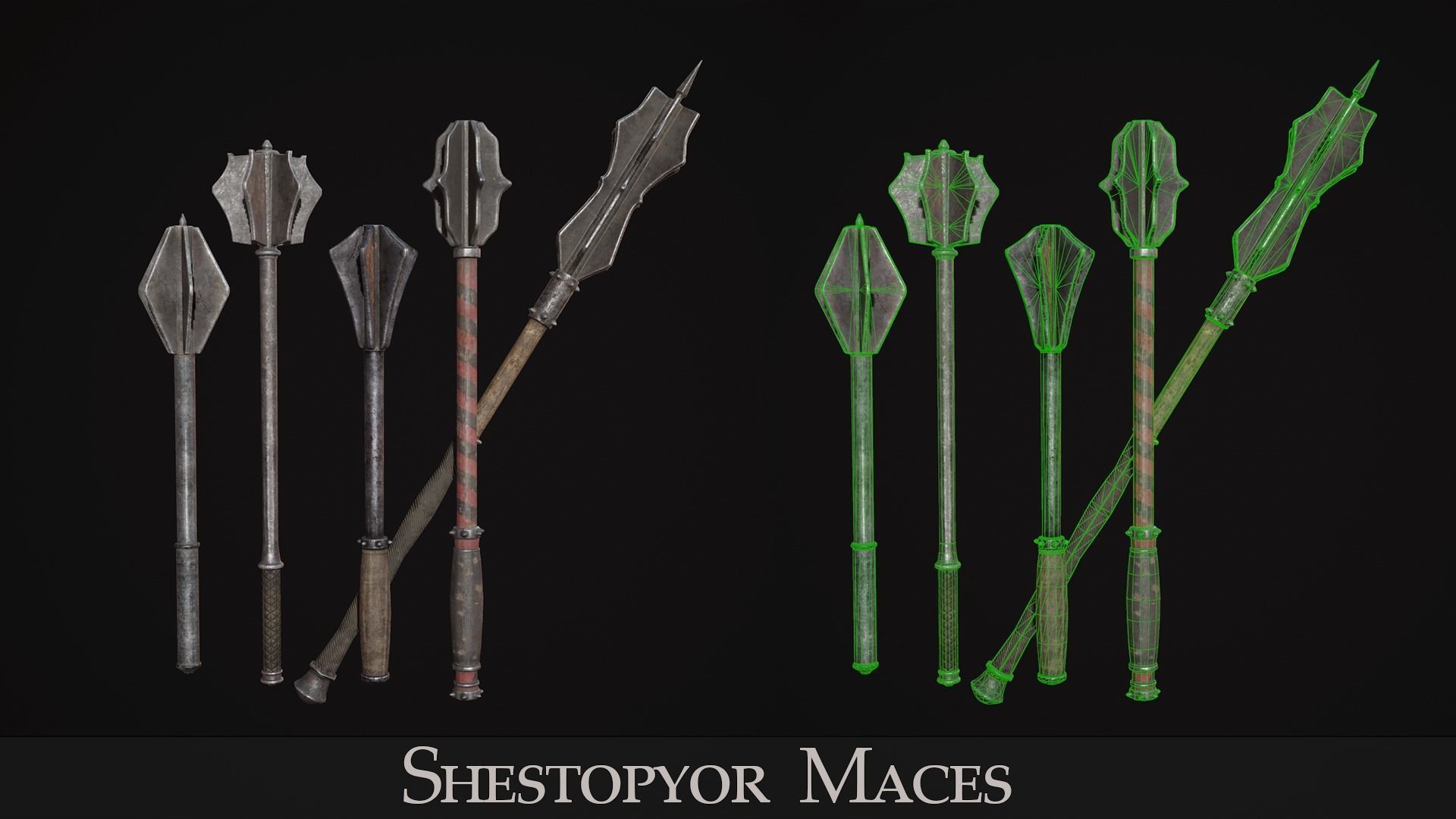 Medieval Weapon - Maces Low-poly 3D model_7