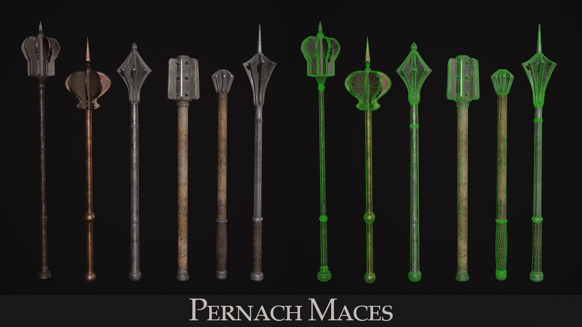 Medieval Weapon - Maces Low-poly 3D model_5