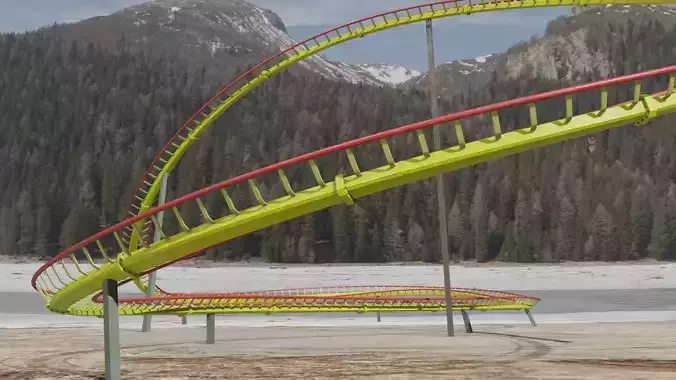 Rollercoaster 3D model Low-poly 3D model