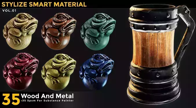 35 Stylized Smart Materials Wood - Metal Vol 01