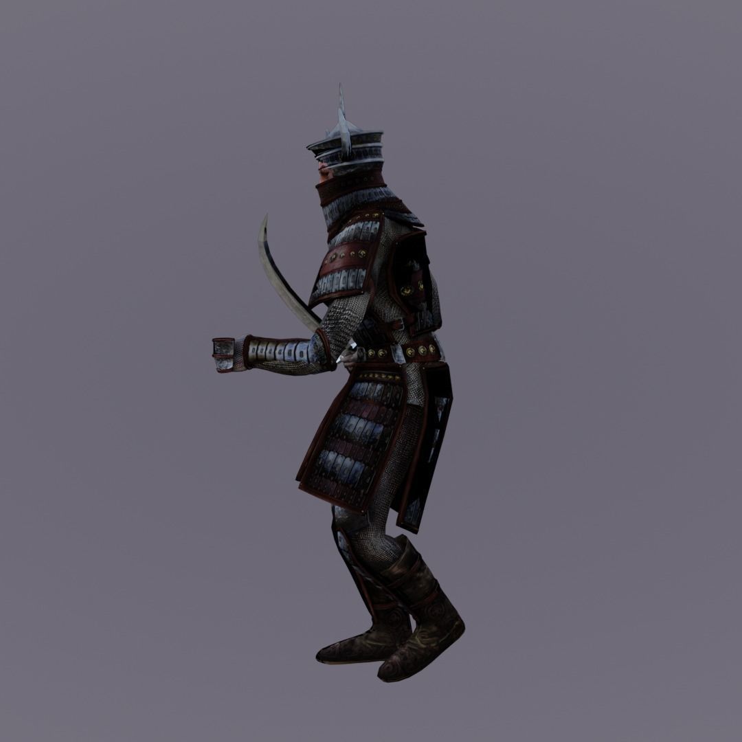 Tayshik in Armor with Saber Character Animated Low-poly 3D model_4