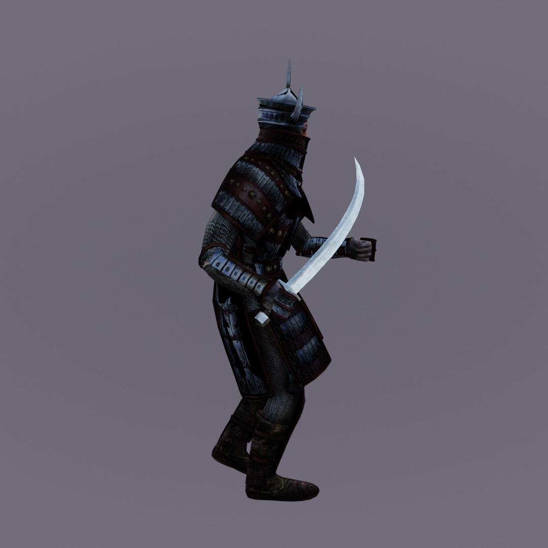 Tayshik in Armor with Saber Character Animated Low-poly 3D model_2