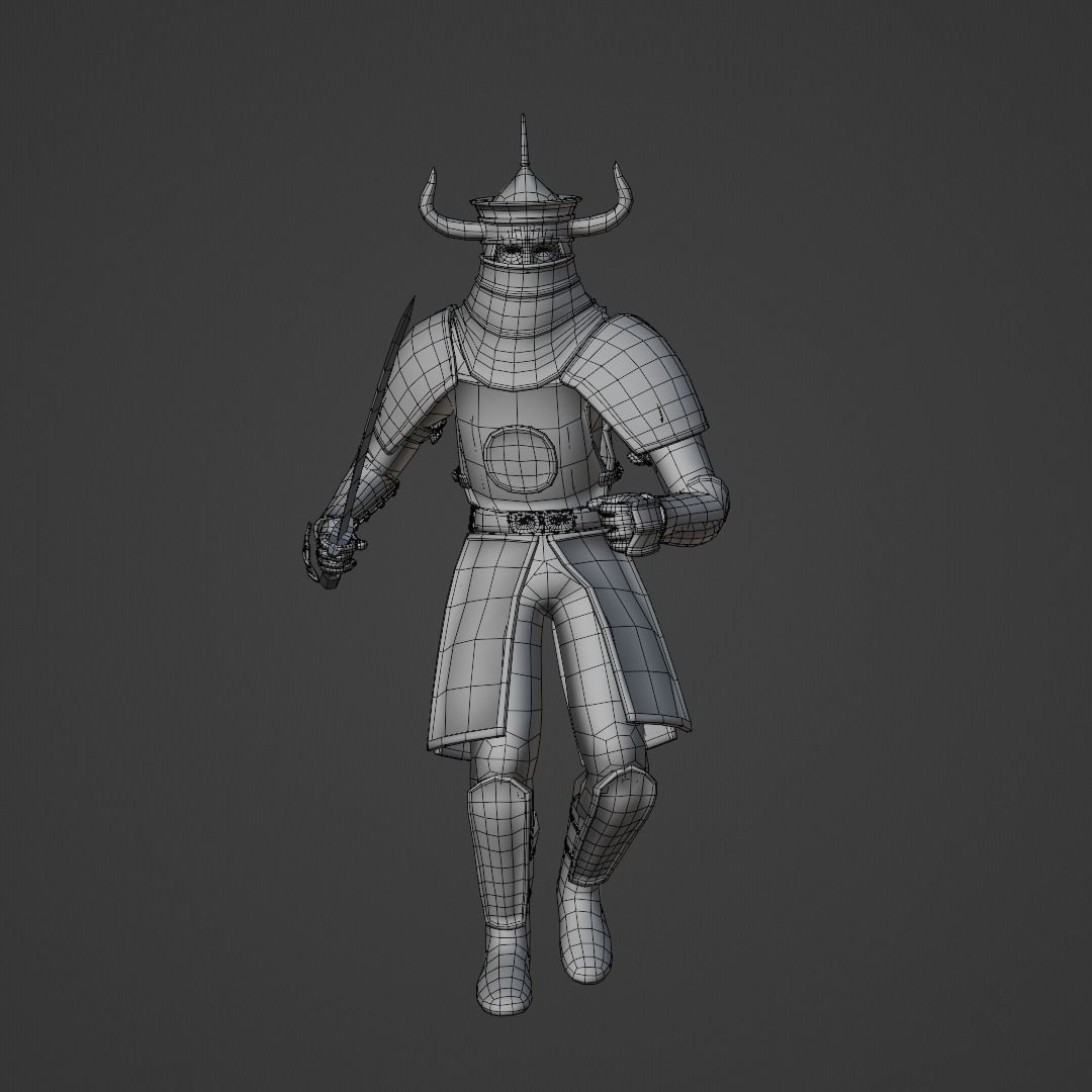 Tayshik in Armor with Saber Character Animated Low-poly 3D model_6