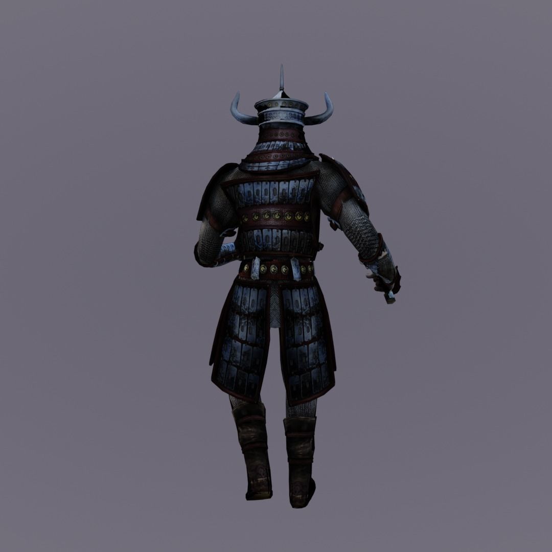 Tayshik in Armor with Saber Character Animated Low-poly 3D model_3